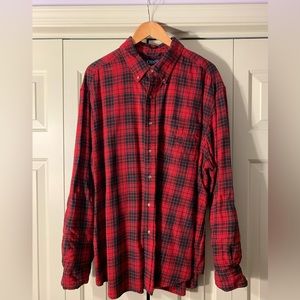 Chaps brushed flannel casual button-down shirt 2XB red flannel.